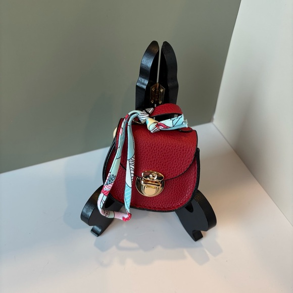 Handbags - MINIATURE Elegant Red Handbag Charm, AirPod purse